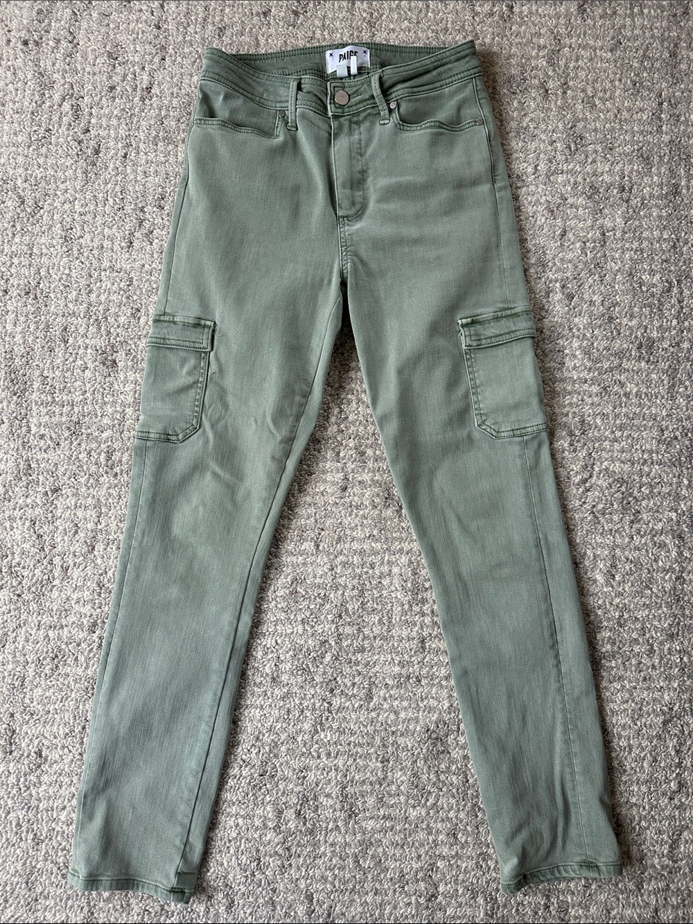 PAIGE Olive Green Cargo Skinny Jeans